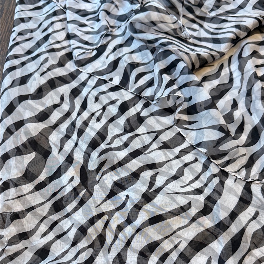 Zebra Print Scarf - Black & White Lightweight 100% silk - Picture 5 of 11
